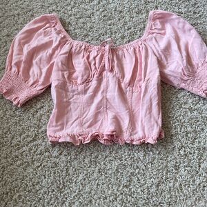 Kohl's Pink Puff Sleeve Smocked Blouse